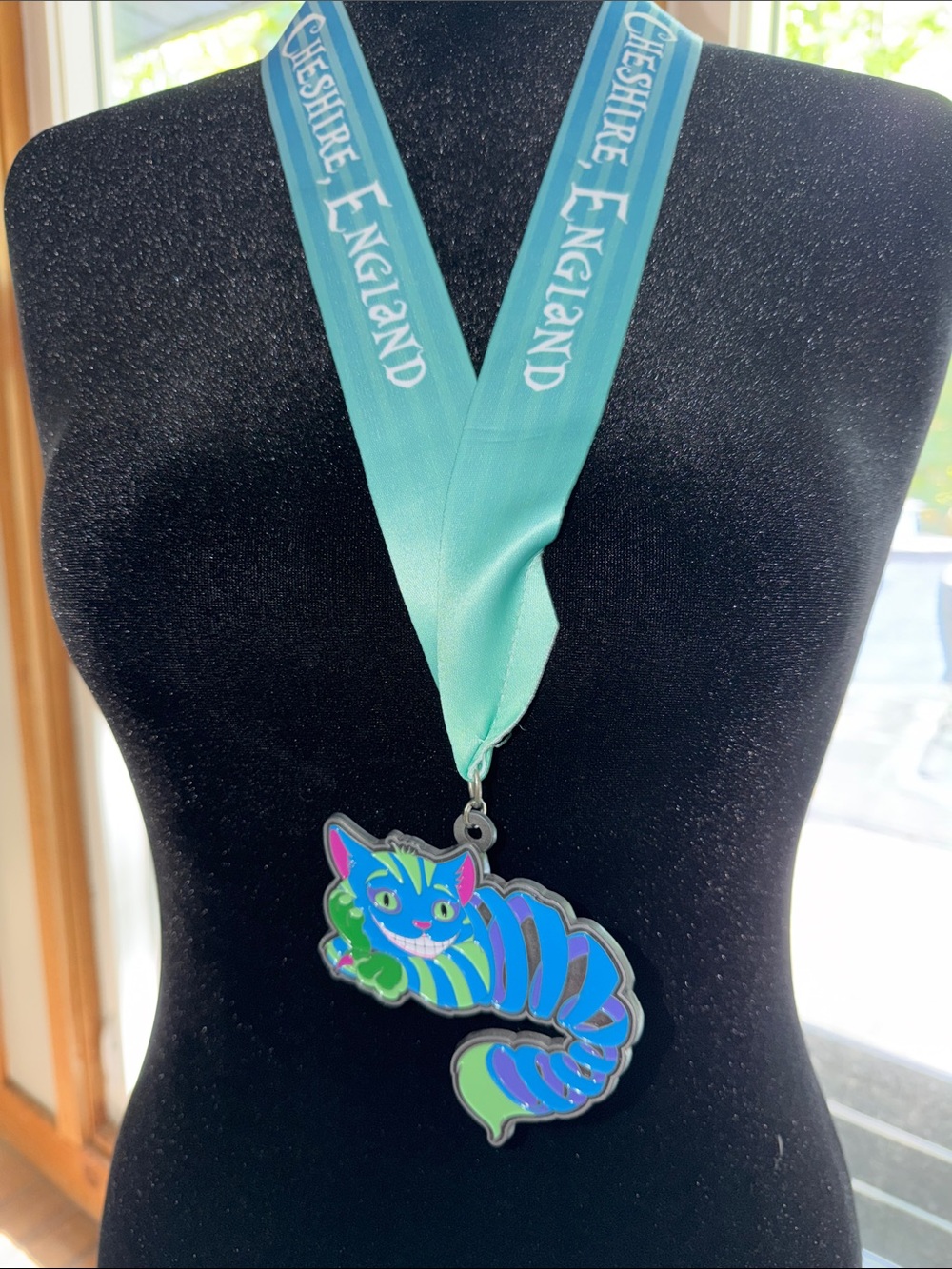 Yes Fit 24 Mile Challenge Blue/Teal Cheshire Cat Medal with Ribbon